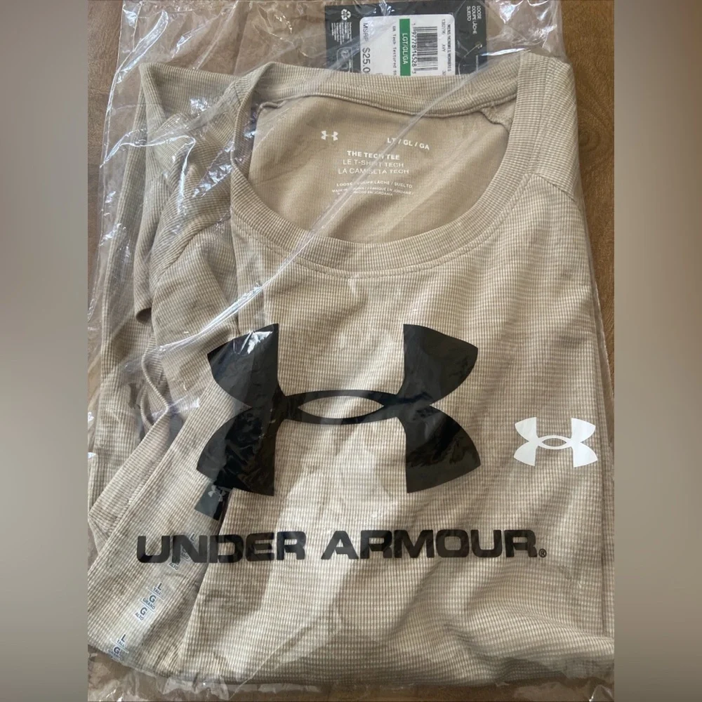 Under Armour Big & Tall Tech Textured Short Sleeve Tee- City Khaki - Picture 10 of 16